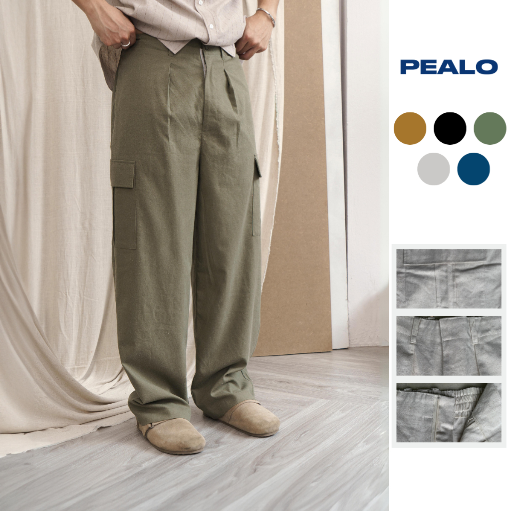 Quần linen túi hộp dáng xuông