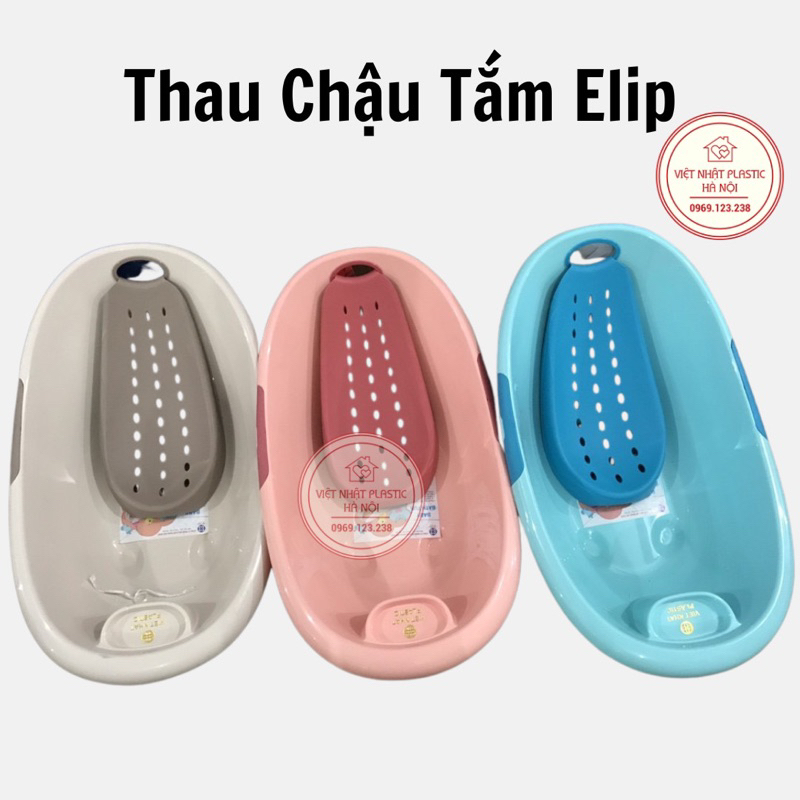 Thau Chậu Tắm Elip Việt Nhật Kèm Giá Đỡ