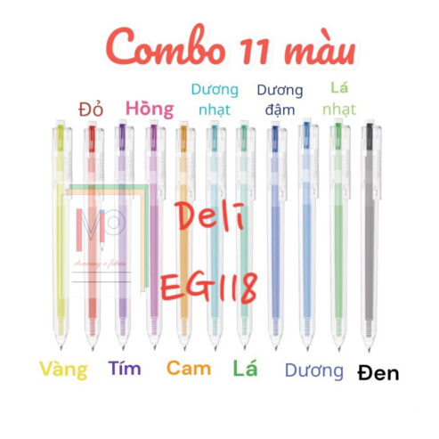 [Combo 11 bút 11 màu] Bút bi nước mực gel bấm