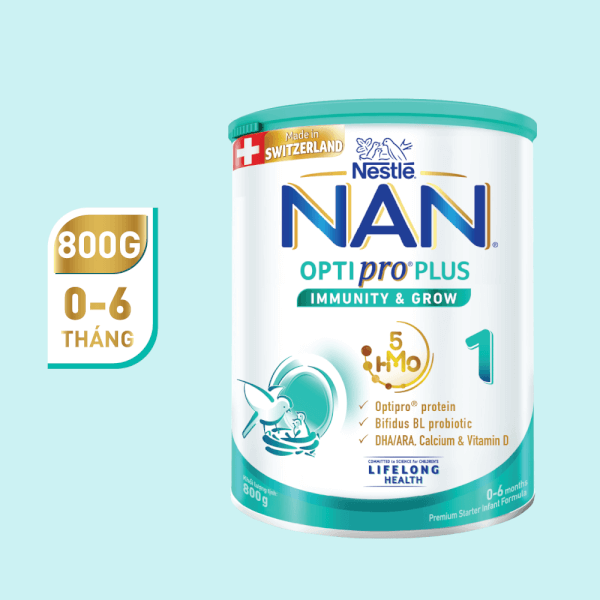 Sữa Nan Optipro PLUS 1 800g sản xuất tại Thụy Sỹ (0-6 tháng)