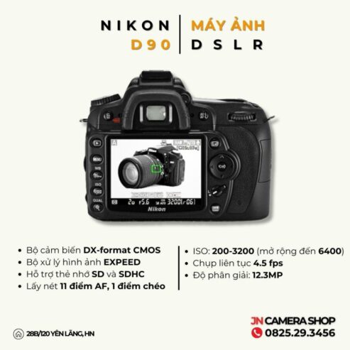 Máy Ảnh Nikon D90 kèm Ống kính 90-98%