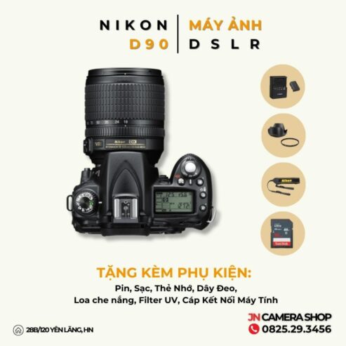 Máy Ảnh Nikon D90 kèm Ống kính 90-98%