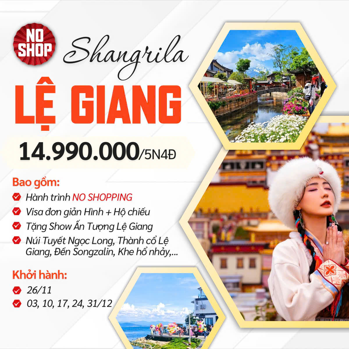 TOUR [HCM] ĐẠI LÝ – LỆ GIANG – SHANGRILA
