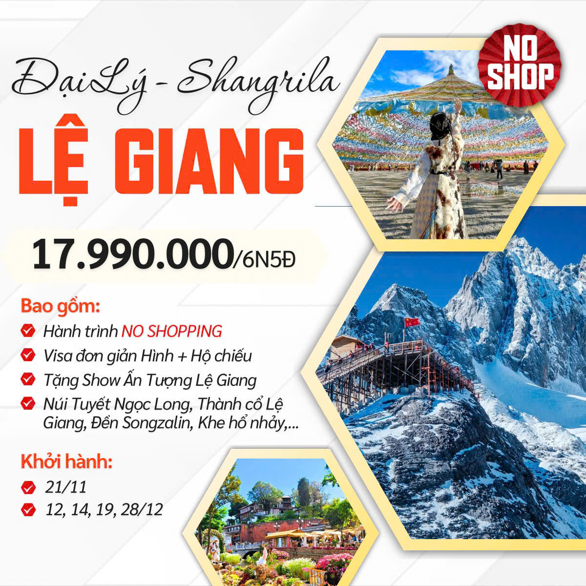 TOUR [HCM] ĐẠI LÝ – LỆ GIANG – SHANGRILA