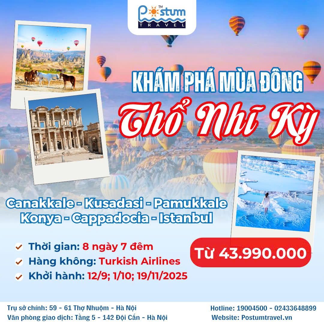 TOUR THỔ NHĨ KỲ 8N7Đ – BAY THẲNG TURKISH AIRLINES