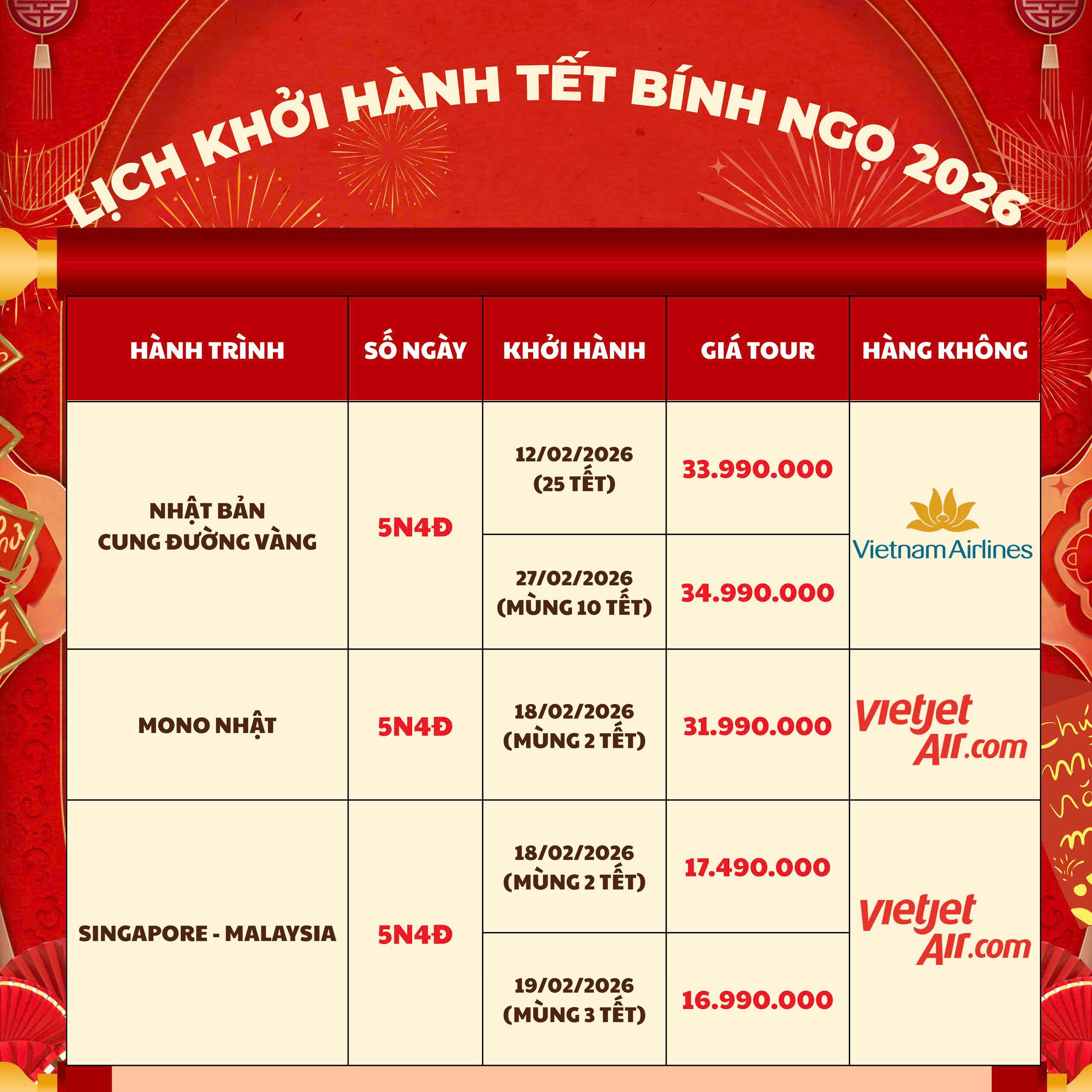TOUR TẾT ÂM LỊCH 2026 GIÁ CHỈ TỪ 10.990